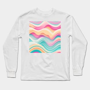 WAVES MULTICOLOR DESIGN, PASTEL COLOR, IPHONE CASE AND MORE Long Sleeve T-Shirt